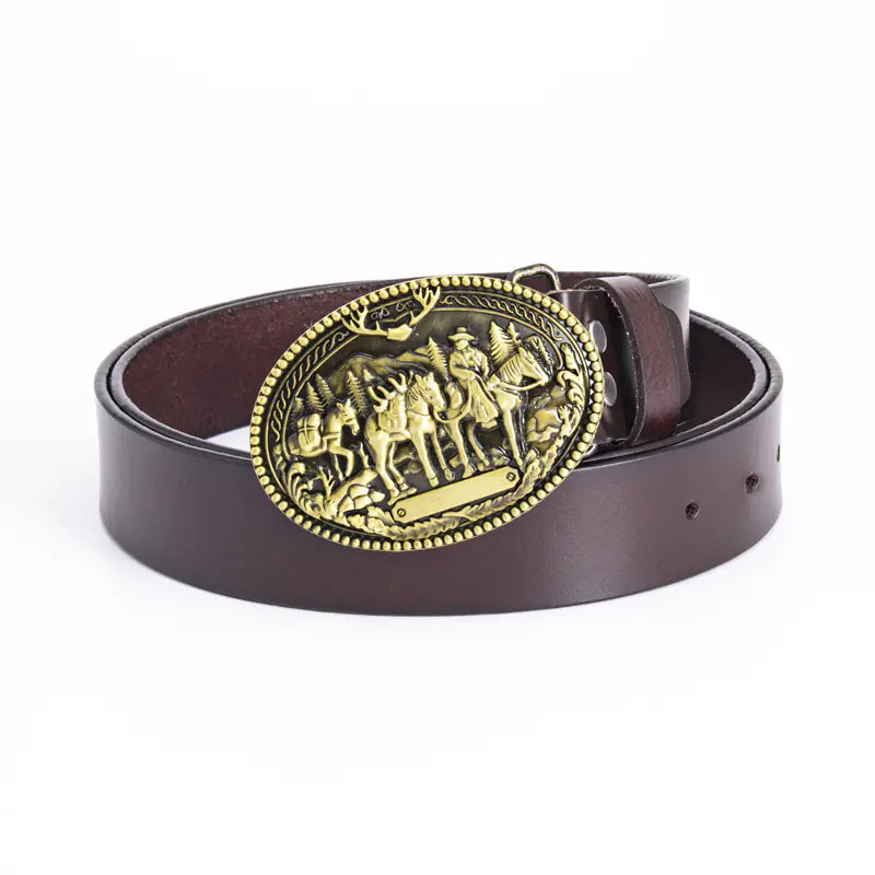 Retro Punk Leather Belt for Men - Western Style Gift