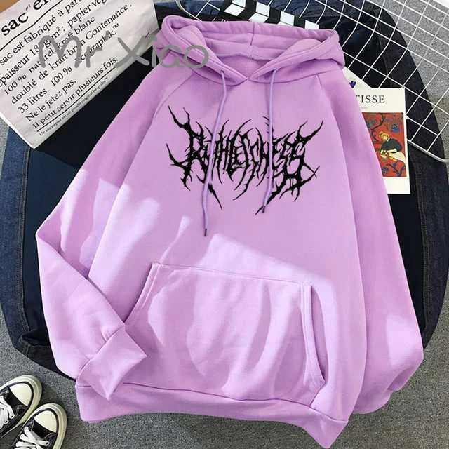 Solid Color Pocket Printed Hoodie