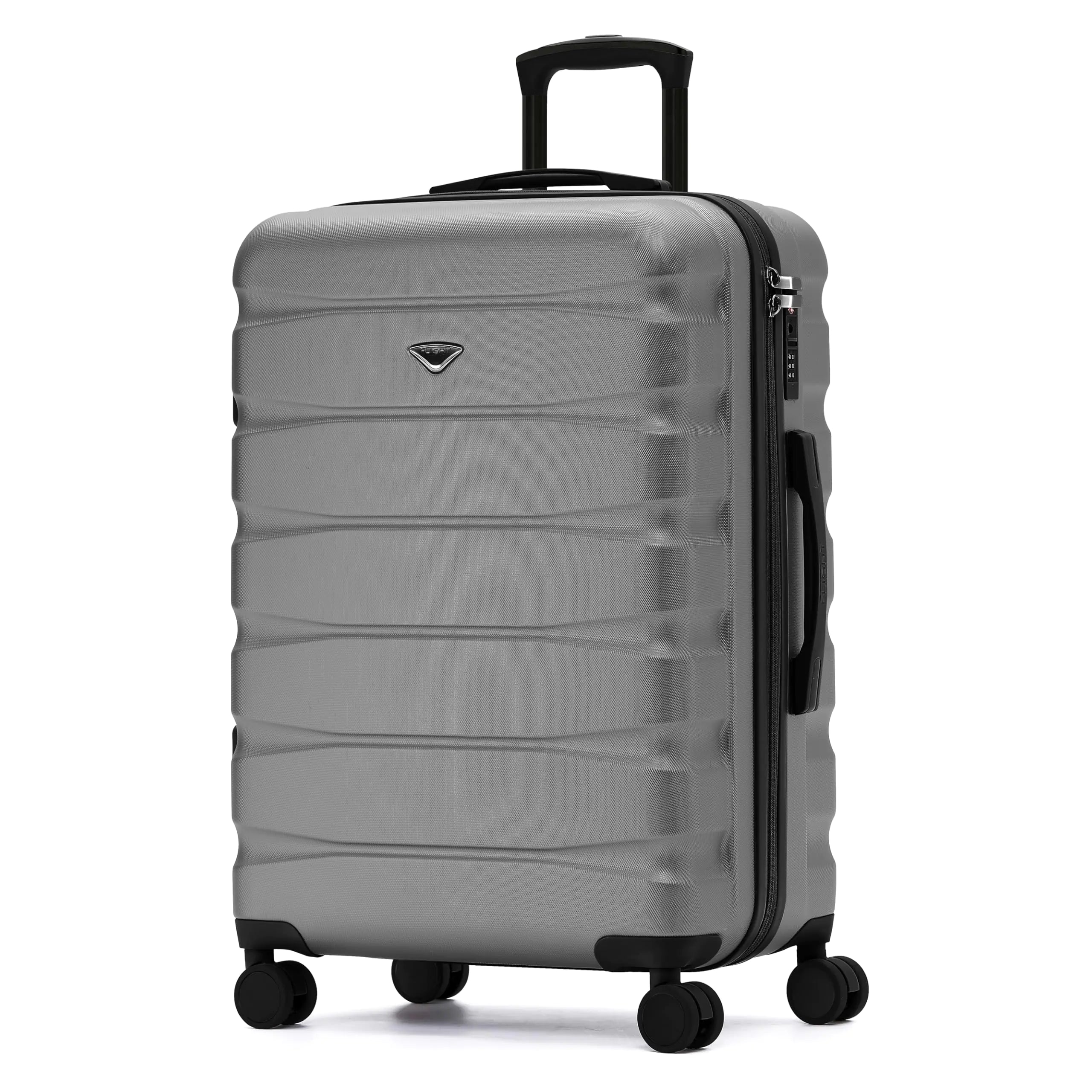 Flight Knight Suitcase Large Checked Luggage TSA Lock Easy Glide Silent Double Spinner Wheels Durable Hardside Lightweight Luggage With All Parts Size Measuring 31x21x12 - Packing Size 28x18x10