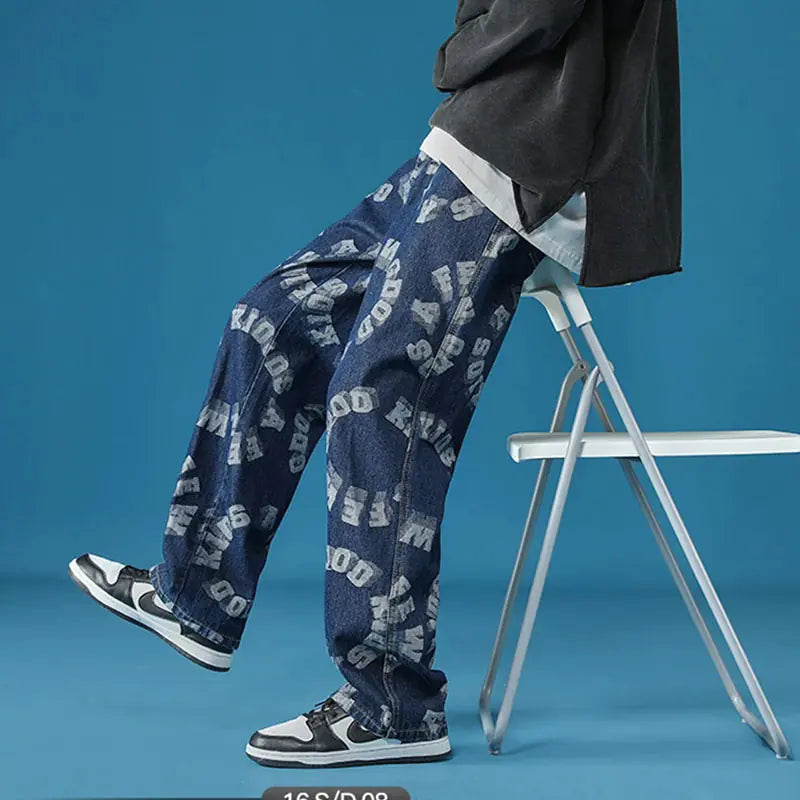 Unisex Loose Fit Denim Hip Hop Pants for Men