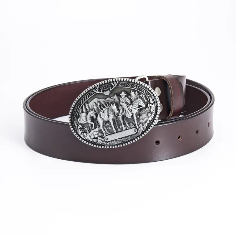Retro Punk Leather Belt for Men - Western Style Gift