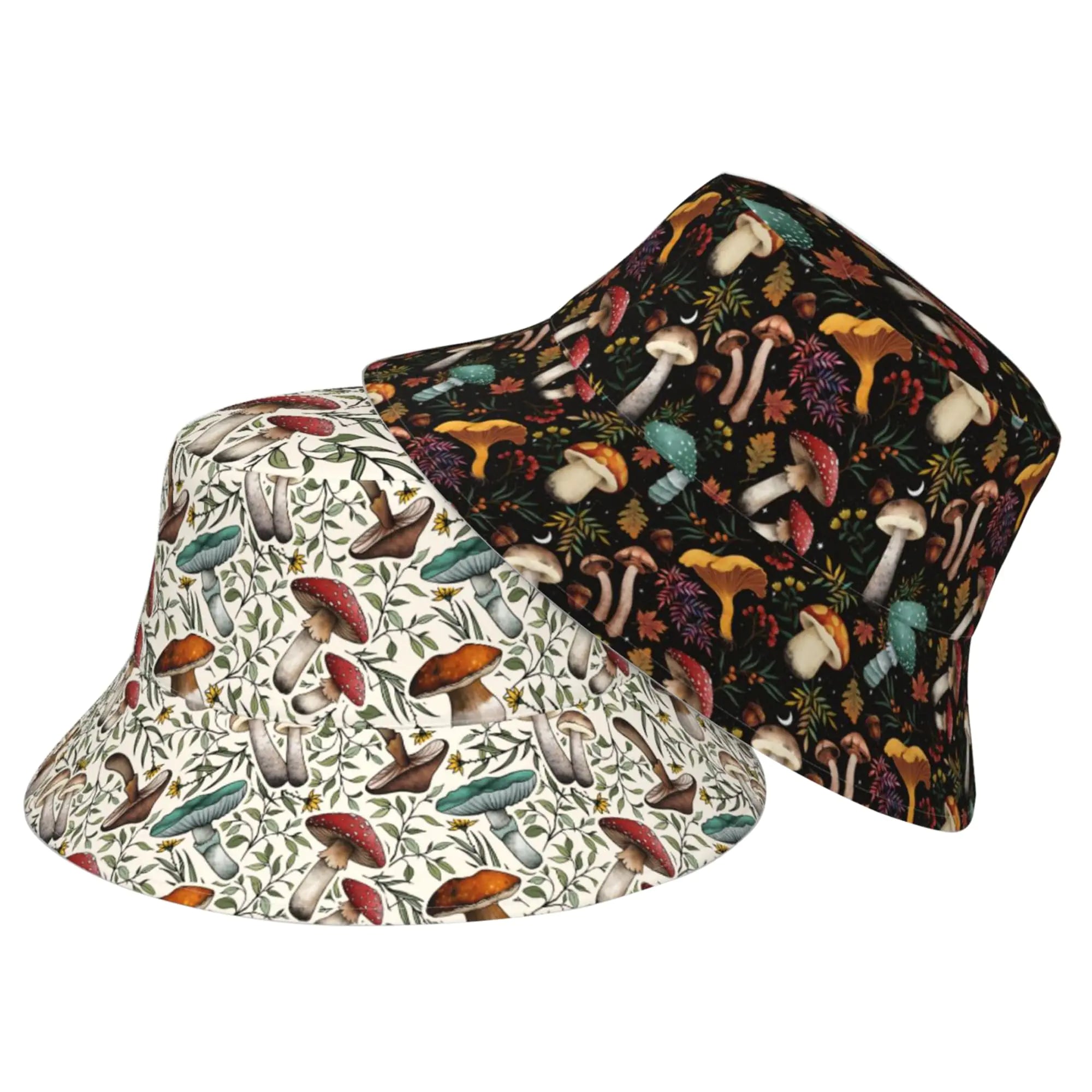 BLUBLU Double-Side-Wear Bucket Hat for Men Unisex Reversible Outdoor Sun Cap Packable Fisherman Hat Headwear Mushroom