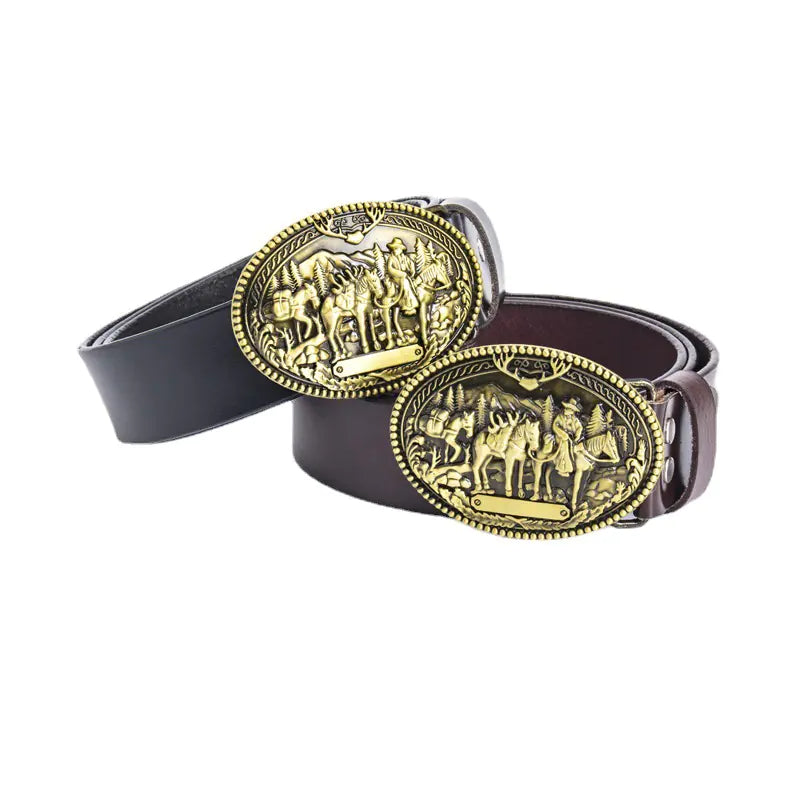 Retro Punk Leather Belt for Men - Western Style Gift