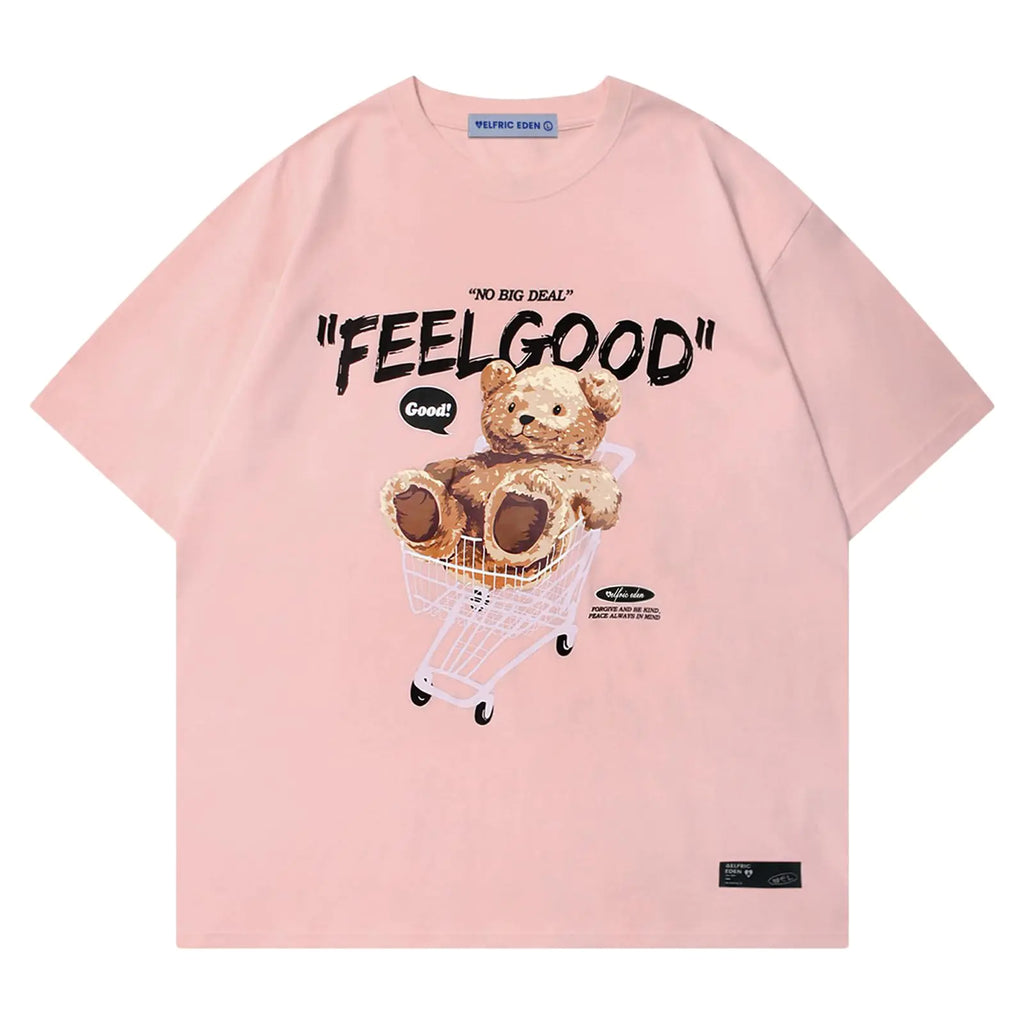 Aelfric Eden Mens Oversized Bear Graphic Tees Streetwear Casual Summer Tops T-Shirt Unisex