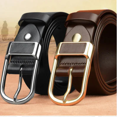 Vintage Buckle Leather Belt for Men's Casual Pants