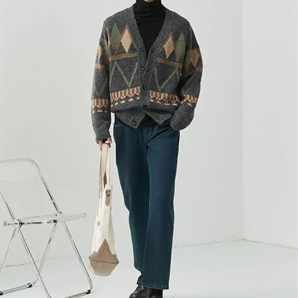 Casual Knitted Cardigan Jacket for Men