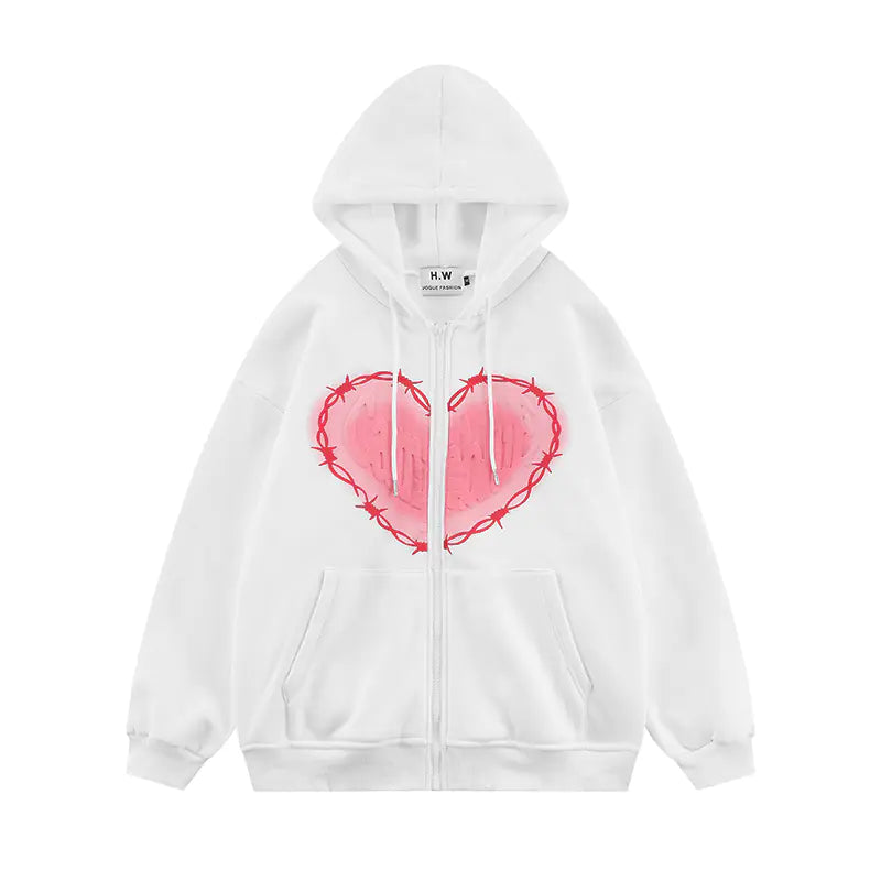 Unisex Heart Foam Print Hoodie for Men